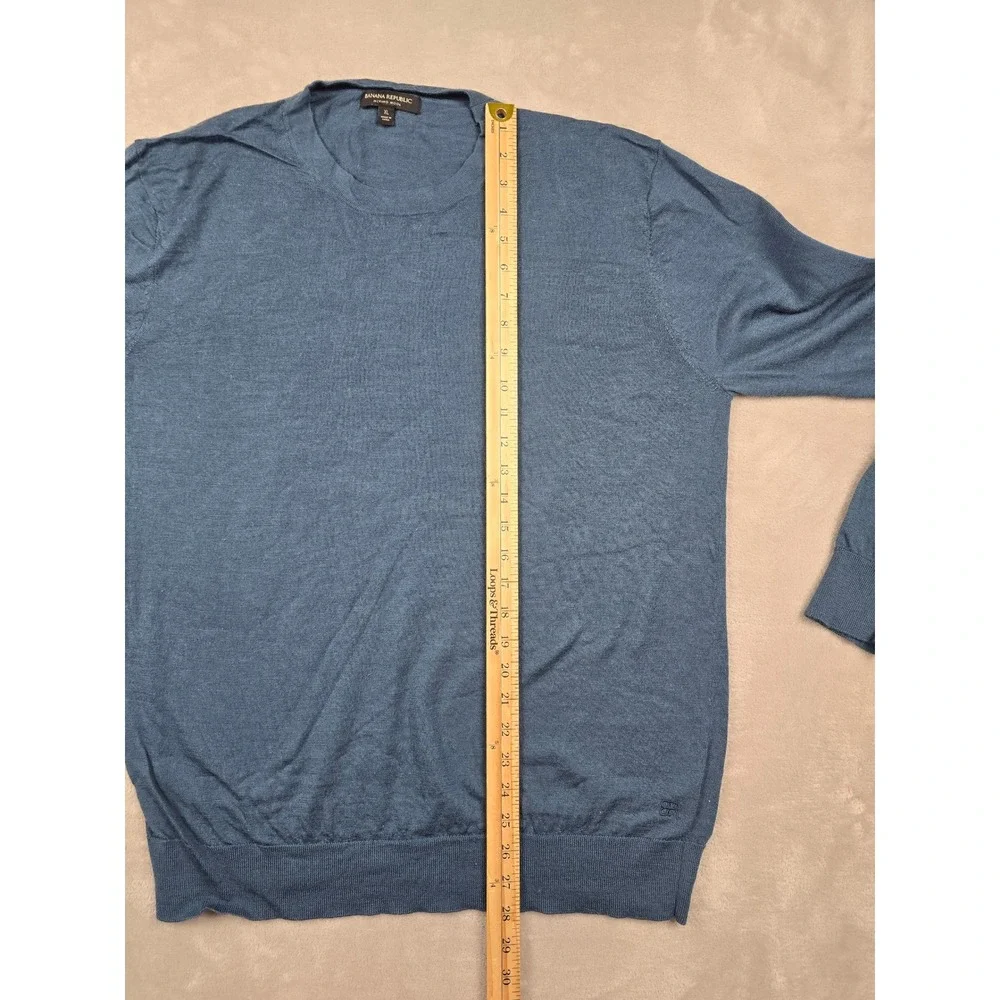Banana Republic Sweater Mens XL Blue 100% Merino‎ Wool Long Sleeve Base Layer
